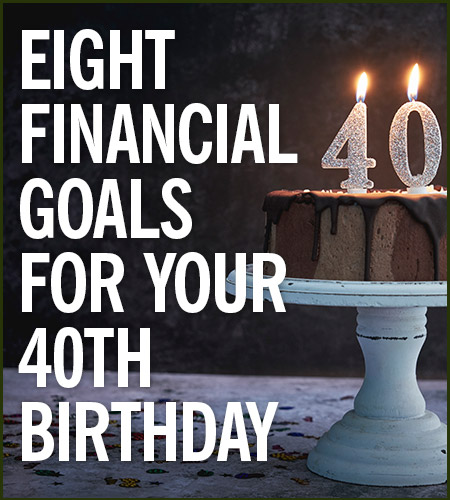 Birthday Cake with "40" Candles On it, 8 Financial Goals For Your 40th Birthday
