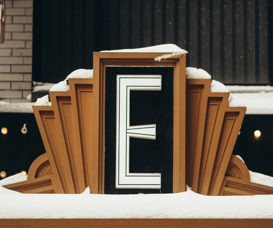 Close Up Of Letter E In A Sign