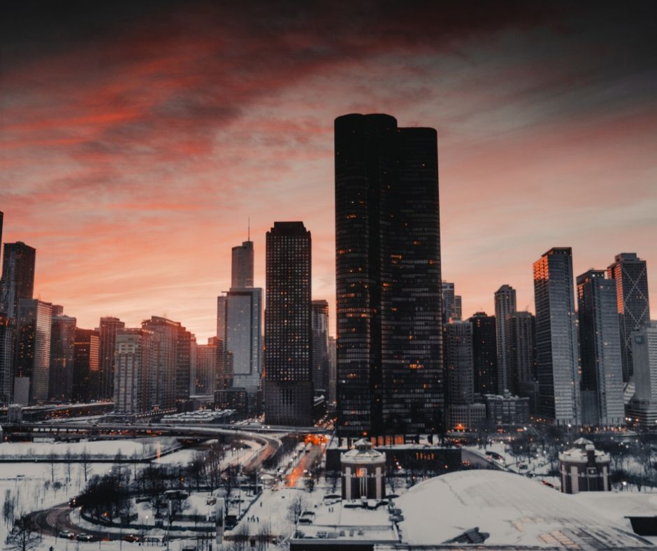 Snow Covered Buildings & Skyscrapers